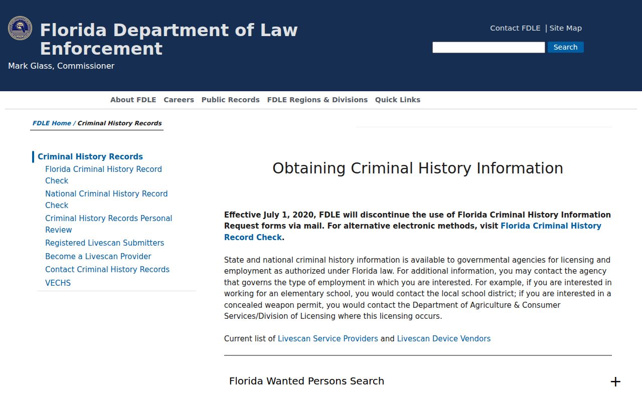Lee County criminal history FDLE records gateway
