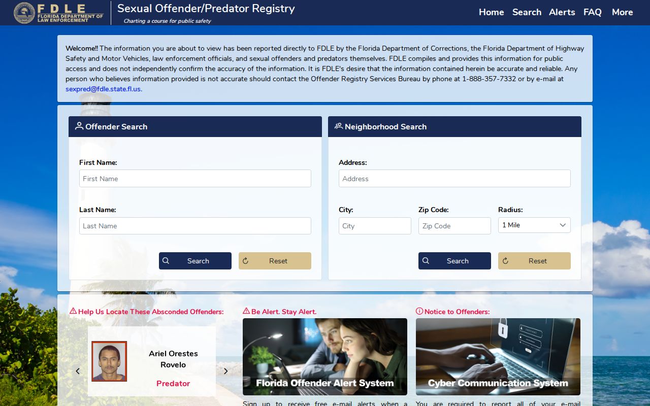Lee County criminal history Florida offender registry