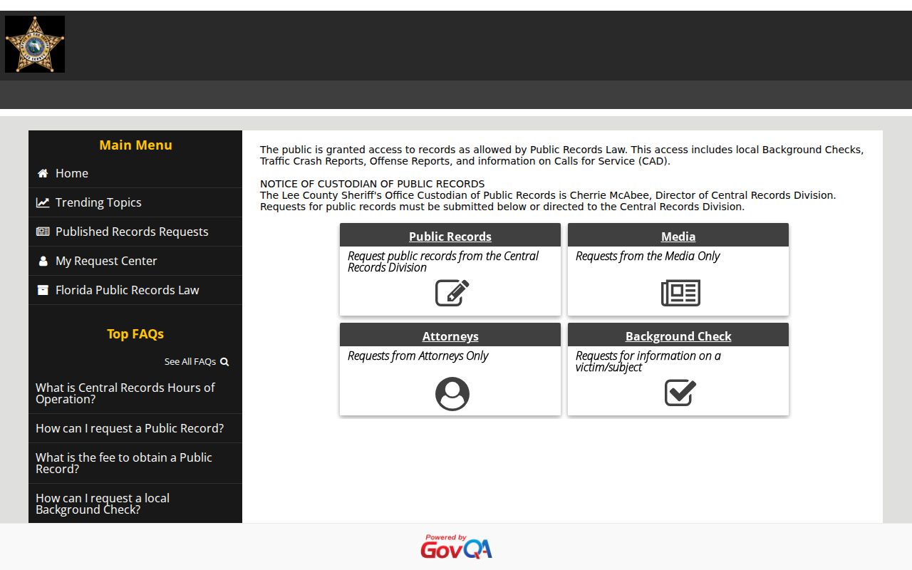 Lee County Sheriff public records request portal