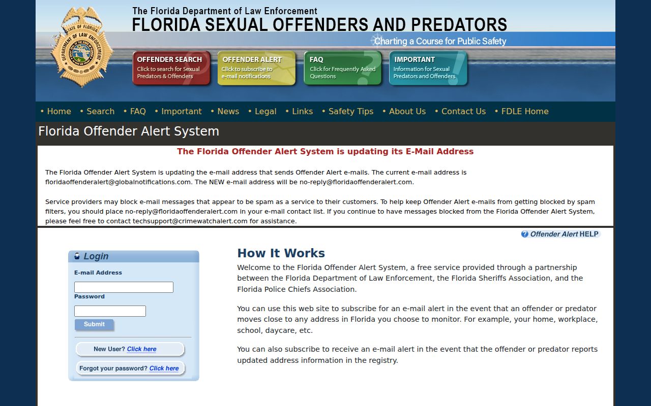 Lee County sex offender address alert service